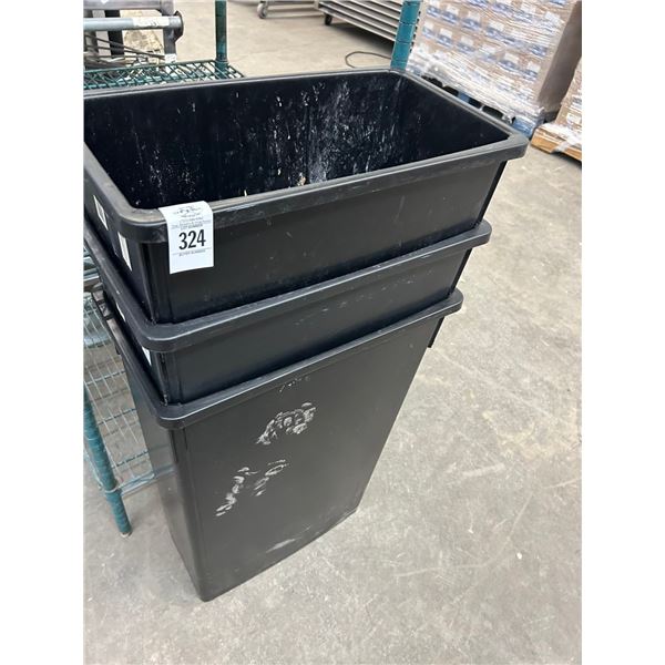 3-Black Slimline Waste Cans - 3 X $