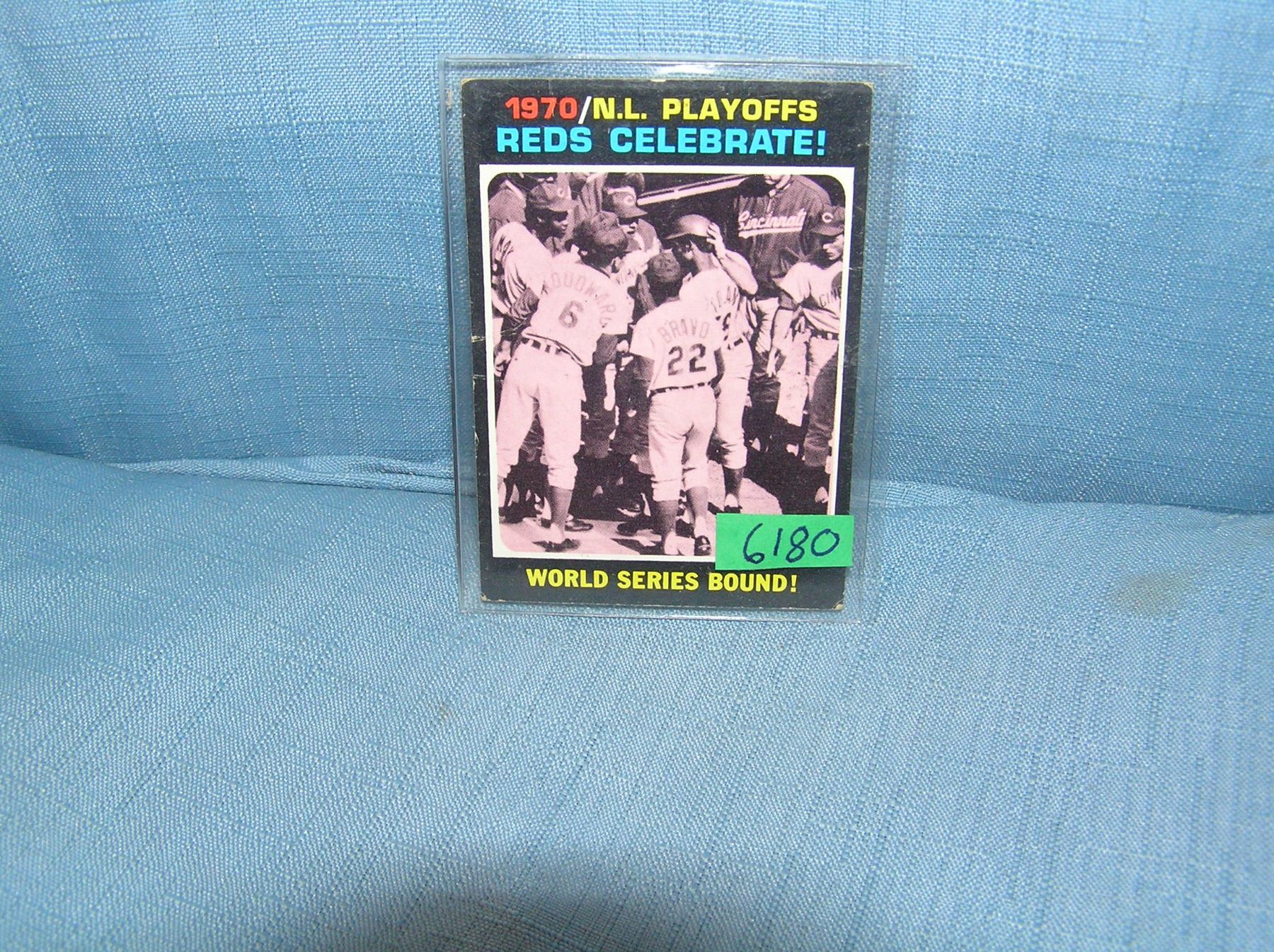 Reds celebrate the 1970 playoffs baseball card