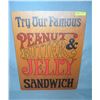 Image 1 : Try our famous peanut butter and Jelly sandwhich  retro style advertising sign