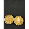 Image 5 : 3 Pairs Vintage Statement Button Clip On Earrings - Gold Pair Marked Made In USA
