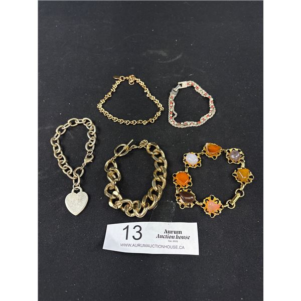 Assorted Lot Of Bracelets, Link, Panel With Semi Precious Gemstones