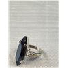 Image 2 : 925 Sterling Silver Black Alaskan Diamond 1 1/8" Marquise Ring Size 6.75 - Marked & Tested