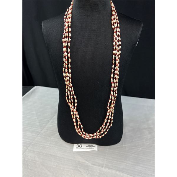 11' 2" Genuine Fresh Water Pearl And Beaded Necklace