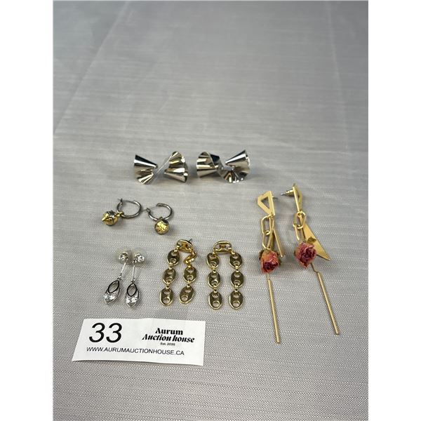 5 Pairs Of Vintage Geometric Stud Pierced Earring Lot