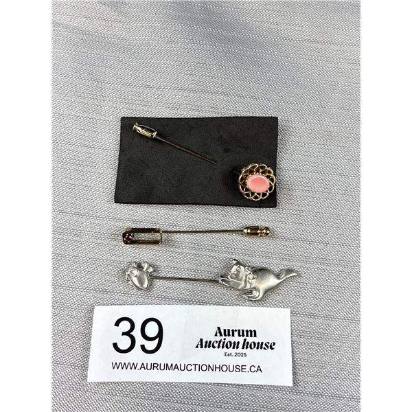 Vintage Stick Pin Lot - LCD, LINDSAY Clair, Filigree & Garnet