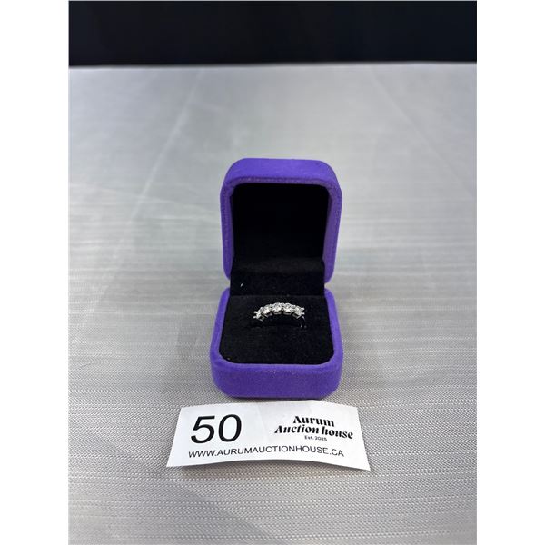 Stunning 925 Sterling Silver Ring - 5 Stone Moissanites Each Approx .20 Carats Total Weight 1 Carat 