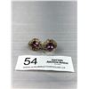 Image 1 : Signed Coro Gold Tone & Purple Rhinestone Screwback Earrings