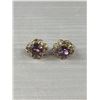 Image 2 : Signed Coro Gold Tone & Purple Rhinestone Screwback Earrings