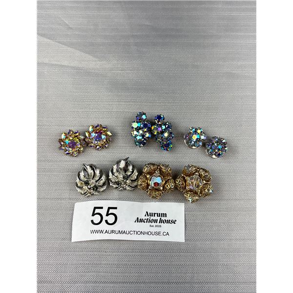 5 Pairs Of Vintage Clip On Earrings