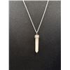 Image 2 : Vintage 925 Sterling Silver 1 3/16" Rose Quarts Prism Pendant On 18"925 Sterling Silver Chain -  Mar