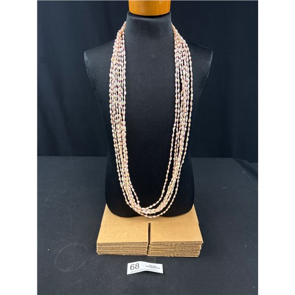 24" Genuine Fresh Water Pearl And Beaded Necklace - 925 Sterling Silver Clasp -  Marked & Tested