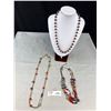 Image 1 : Nice Lot Of 3 Vintage Necklaces - One Murano or Venetian Glass With Gold Flecks And Swirls