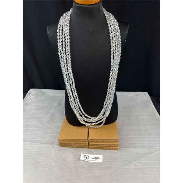 5 Strand AB Crystal Necklace With A Gorgeous Rhinestone Closure - Shortest Strand Is 33"