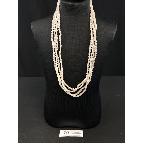 50" Double Strand Rose Quartz Beaded Necklace
