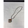 Image 5 : 4 Piece Copper Lot - Signed Brutausf Necklace & Earrings, Mosaic Pendant On Leather Strap & Bird Pen