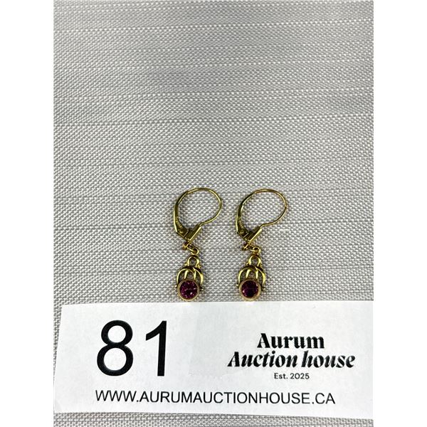 50's Or 60's Signed K&L For Kordes Lichtenfels Germany Gold Plated Amethyst Earrings