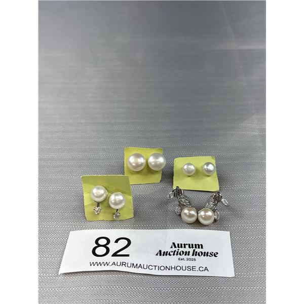 4 Pairs Of Genuine Pearl Stud Earrings