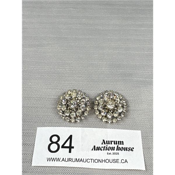 Vintage Clip On Rhinestone Round Dome Shoe Clips - Signed S.G. D'OR - Pat Pend.