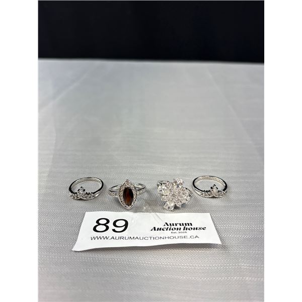Lot Of 4 Silver Tone Nice Quality Dinner Rings - The Two Identical Rings Can Be Worn Back To Back Li