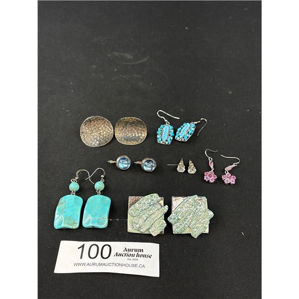 7 Pairs Of Quality Vintage Silver Tone Pierced Earrings