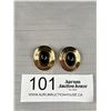 Image 1 : Vintage Signed Christian Dior Black Cabochon Gold Tone Clip On Earrings Pat. # 2733491 - Excellent C