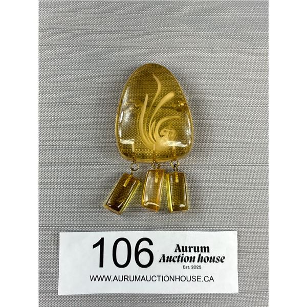 Large Vintage Celluloid Brooch USSR Pin 2.5"