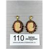 Image 1 : 2 Vintage Czech Glass Garnet Cameo Pendants