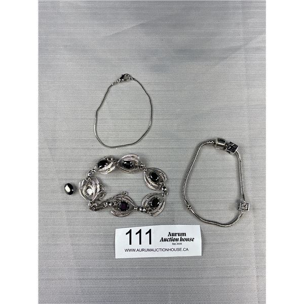 Variety Of Silver Bracelets - Alaskan Diamond Filigree Marked Sorrento Sterling, Failed Acid Test