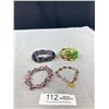 Image 1 : Lot Of 3 Beaded Shell, Glass, Crystal Bracelets & Religious Piece