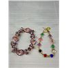 Image 3 : Lot Of 3 Beaded Shell, Glass, Crystal Bracelets & Religious Piece