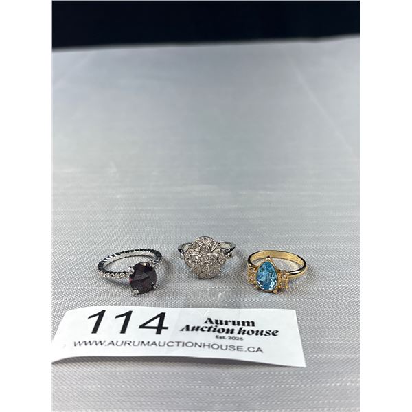 3 Nice Quality Dinner Rings Size 8 & 2 X 7.75