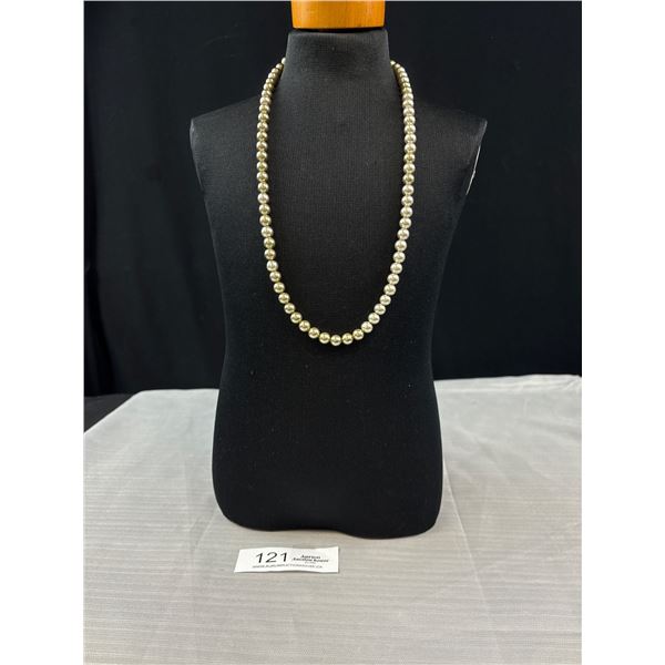 24" Glass Pearl Necklace on  925 Sterling Silver Lobster Clasp - Marked & Tested