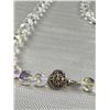 Image 4 : 25" Facetted Arora Borealis Crystal Beaded Necklace With Filigree  925 Sterling Silver Lobster Clasp