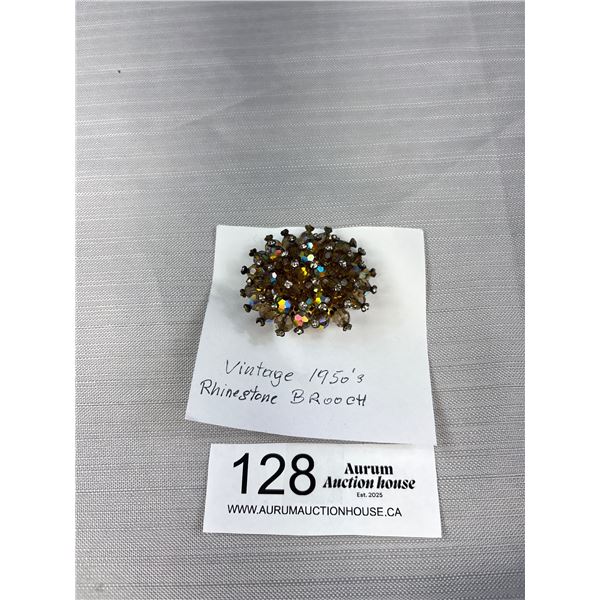Vintage Arora Borealis Rhinestone Brooch - 1950's