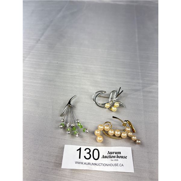 3 Vintage Silver Tone Brooch/Pins