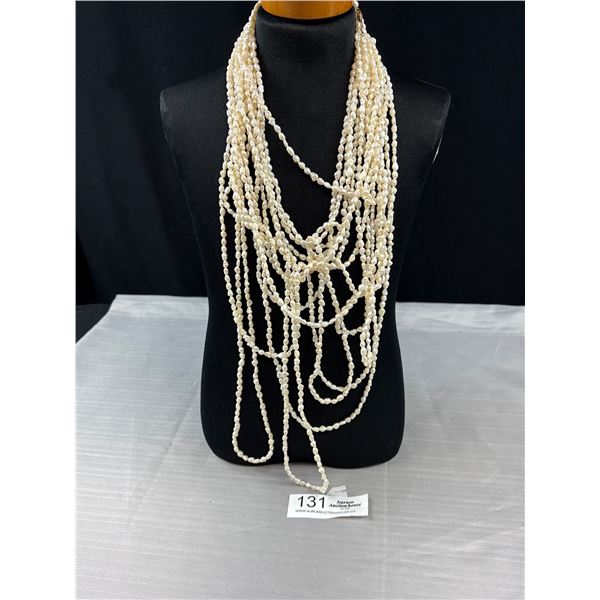 Over 35' Genuine Fresh Water Pearl Necklace - Could Be Used As Garland On Small Christmas Tree