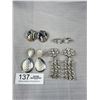 Image 1 : 4 Pairs of Nice Quality Vintage Clip on Earrings - Silver Tone