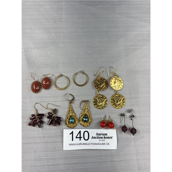 7 Pairs Of Quality Vintage Gold Tone Pierced Earrings