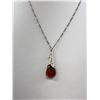 Image 2 : Vintage 925 Sterling Silver 1.5" Amber Pendant On 16" 925 Sterling Silver Chain - Marked & Tested