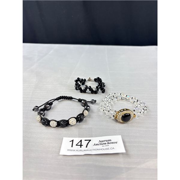 Lot Of 3 Beaded Bracelets - Unique Clasp, One Signed