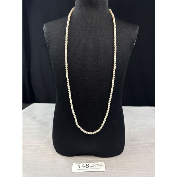 Genuine Pearl Necklace With Vintage Spacer, Not Marked But Tested 925 Sterling Silver