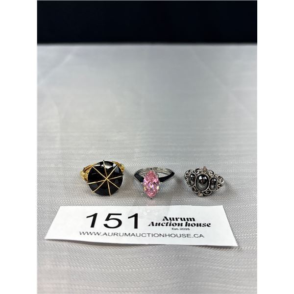 3 Nice Quality Dinner Rings With Built-In Adjusters - Smallest Adj Size 5, 7 & 8