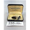 Image 1 : Vintage Award Collection Signed Anson Black Alaskan Diamond Cuff Links In Original Box - 1" X 1/2"