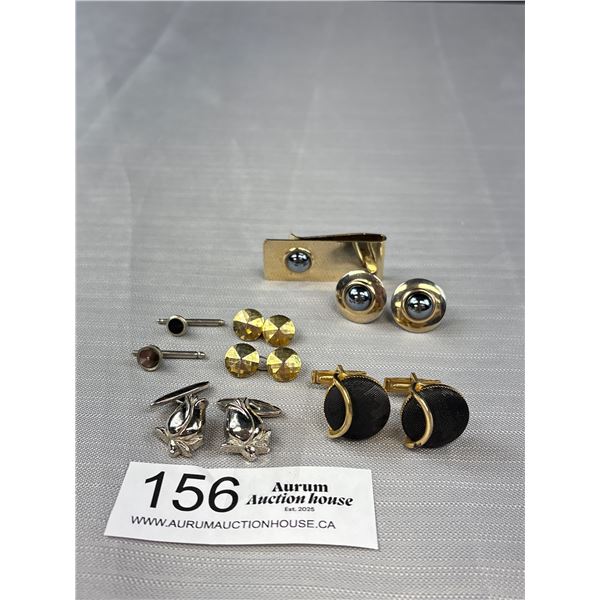 Assortment of Vintage  Cuff Links And Money Clip