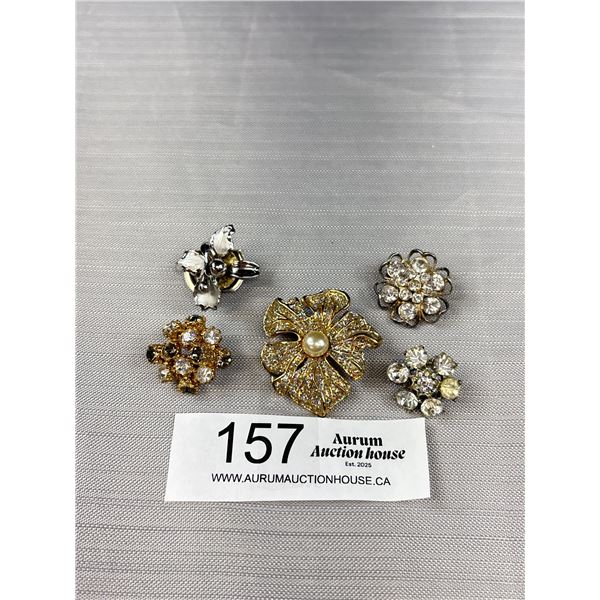 5 Vintage Flower Brooch/Pins