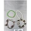 Image 5 : Lot Of 7 Beaded Shell, Glass, AB Crystal Bracelets - One Clasp Markd 18K GP