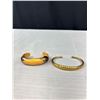 Image 2 : Lot Of 4 Bracelets Cuffs - Copper, Brass, Wood, & ID