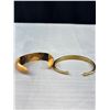 Image 3 : Lot Of 4 Bracelets Cuffs - Copper, Brass, Wood, & ID