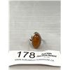 Image 1 : Vintage 925 Sterling Silver Amber Ring - Size 6.5 - 6.4 Grams - Marked & Tested