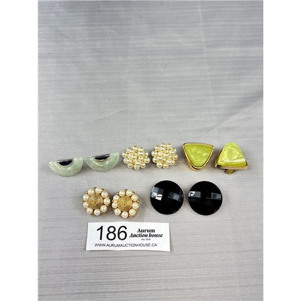 5 Pairs Of Vintage Clip On Earrings